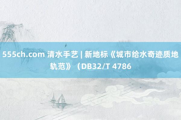 555ch.com 清水手艺 | 新地标《城市给水奇迹质地轨范》（DB32/T 4786