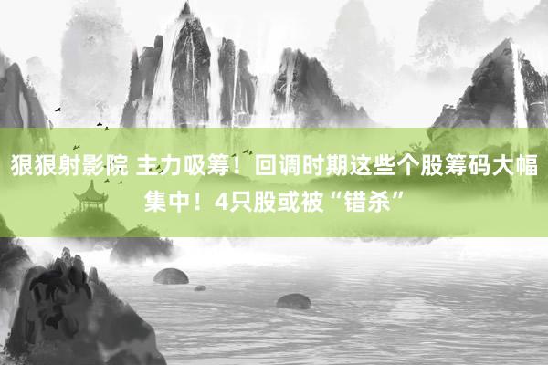 狠狠射影院 主力吸筹！回调时期这些个股筹码大幅集中！4只股或被“错杀”