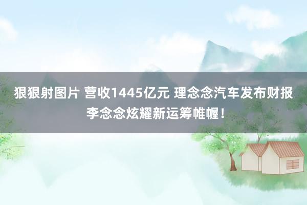 狠狠射图片 营收1445亿元 理念念汽车发布财报 李念念炫耀新运筹帷幄！