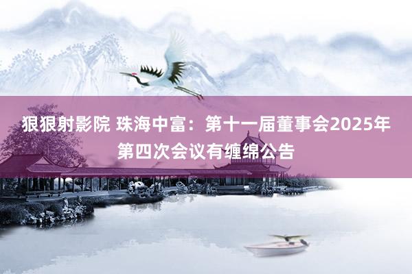 狠狠射影院 珠海中富：第十一届董事会2025年第四次会议有缠绵公告